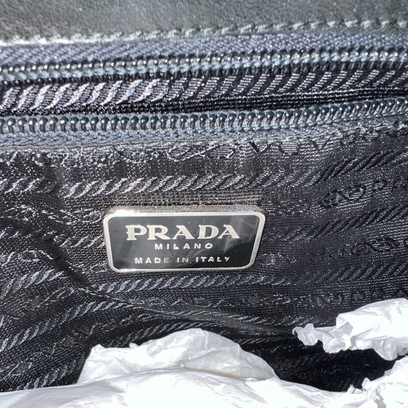 PRADA lambskin leather bag with double acrylic & lambskin leather straps
